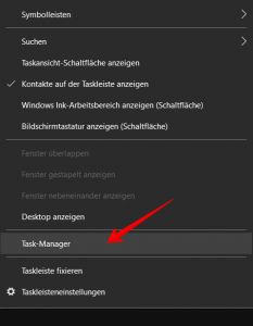 Windows 10 Taskmanager aufrufen