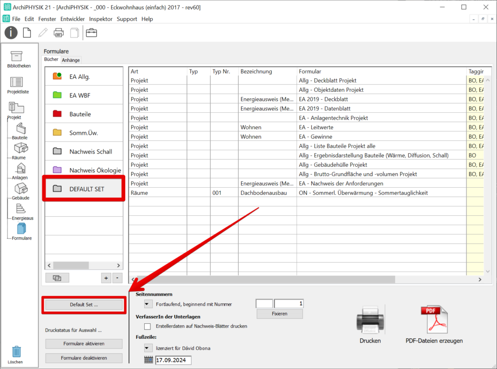 Default Set Formulare