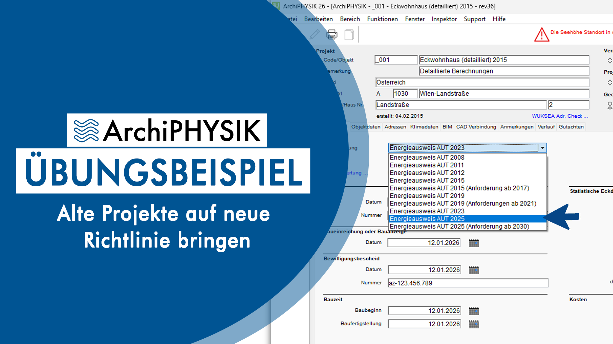 ArchiPHYSIK Übungsbeispiel 5: Alte Projekte auf neue Richtlinie bringen